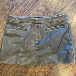 Zara Olive Leather Skirt